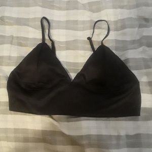 Satin black lingerie crop top